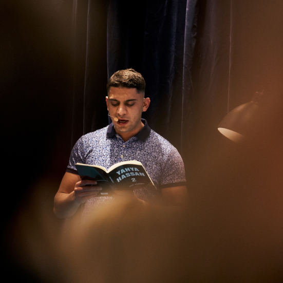 Billede af Yahya Hassan fra Bogforum 2019.  Foto: Martin Hansen, Gyldendal