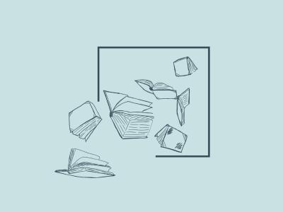 Bøger der falder dalende ned.