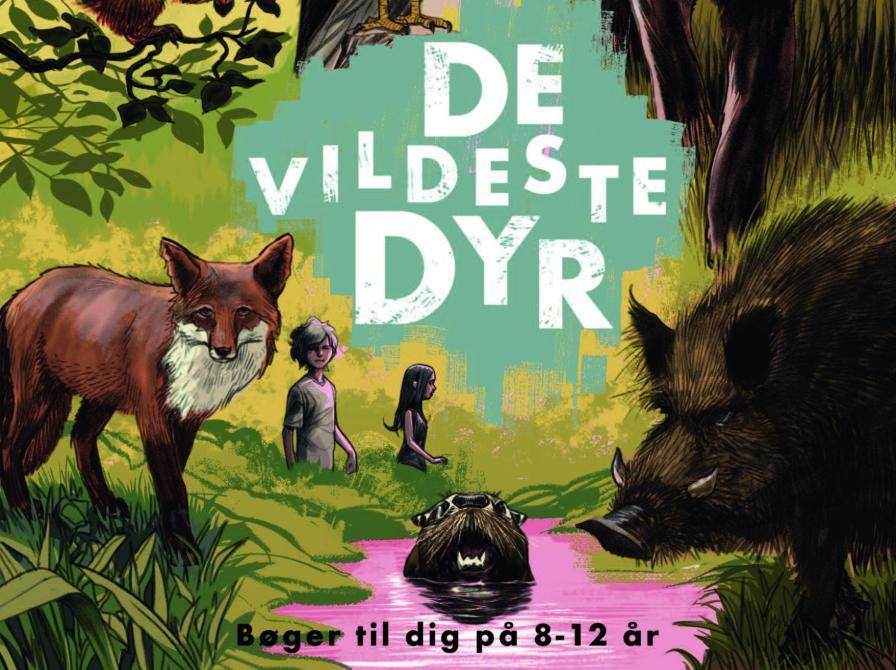 Billede af forskellige dyr der lever i vildmarken fx en ulv, en bjørn, en ræv